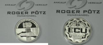 25 Ecu 1991 Nederland Stadt Arnheim zilver Pp selten zilver, Verzenden