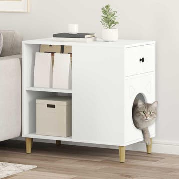 vidaXL Kattenhuis Wit 72 x 42,5 x 70 cm Bewerkt hout, Dieren en Toebehoren, Katten-accessoires, Verzenden, Nieuw