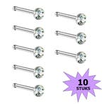Fako Bijoux - Neuspiercing - Staafje Kristal - 3.0mm - Wit -, Sieraden, Tassen en Uiterlijk, Piercings, Verzenden, Nieuw