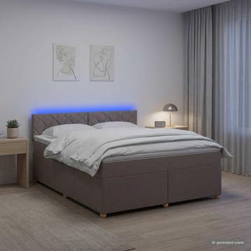 vidaXL Boxspringbed met matras met hoofdeinde Taupe 160 x, Verzenden, Nieuw, Tweepersoons