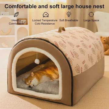 Warm Hondenhuis met Afneembaar Bed - Zacht & Antislip Slaapn, Verzenden, Nieuw