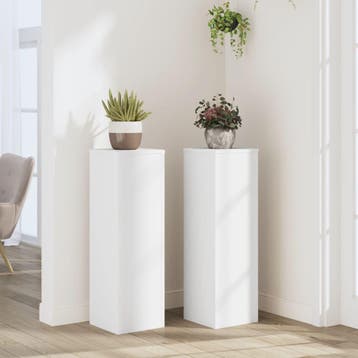 vidaXL Plantenstandaards 2 st 25x25x80 cm bewerkt hout wit, Verzenden, Nieuw
