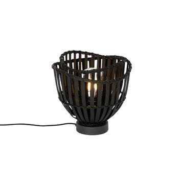 Oosterse tafellamp zwart bamboe 25cm - Pua, Huis en Inrichting, Lampen | Tafellampen, Verzenden, Nieuw