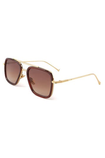 KIMU® Zonnebril 70s Pilotenbril Goud Montuur Bruine Gradien, Ophalen of Verzenden, Nieuw, Feestartikel, Carnaval