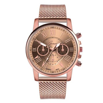 Fako - Horloge - Geneva - Roman - Mesh Look Rosé - Ø 40mm -, Verzenden, Nieuw