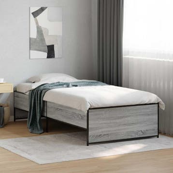 vidaXL Bedframe Grijs Sonoma 80 x 200 cm Bewerkt hout, Eenpersoons, Verzenden, Nieuw, Grijs