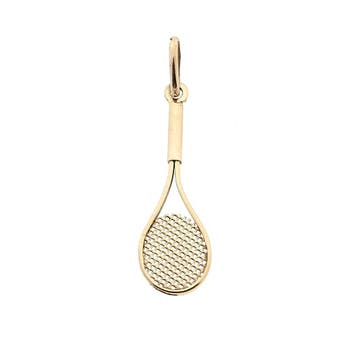 Gouden hanger van een tennisracket (Hanger of bedel), Sieraden, Tassen en Uiterlijk, Bedels, Ophalen of Verzenden, Gebruikt, Goud