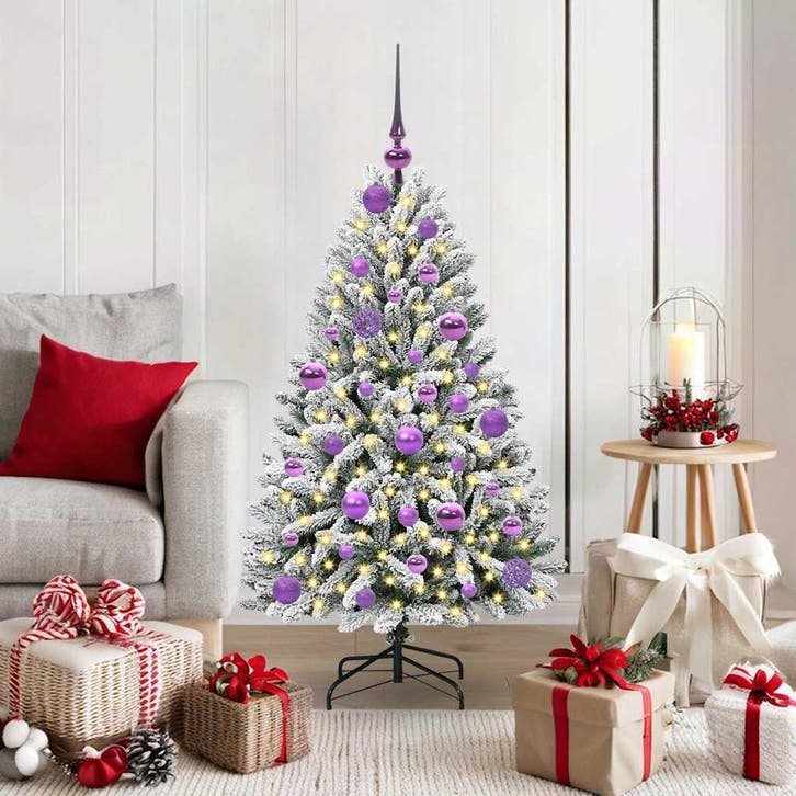 vidaXL Kunstkerstboom met 150 LED Groen en Wit 120 cm PVC en, Diversen, Kerst, Nieuw, Verzenden