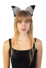 Haarband Grote Furry Oortjes Grijs Zwart Beer Vos Diadeem Do, Ophalen of Verzenden, Nieuw, Carnaval, Accessoires