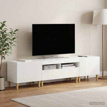 vidaXL 3-delige LED TV-kast ARNHEM 3 st Hoogglans Wit, Minder dan 50 cm, Verzenden, Nieuw, Minder dan 100 cm
