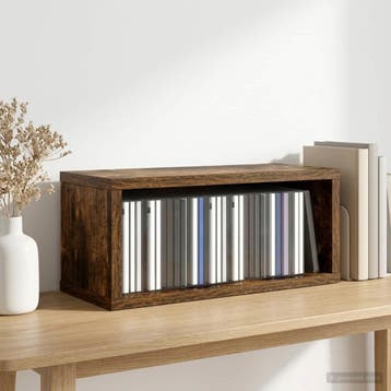 vidaXL CD Opslag Rek Gerookt eiken 40 x 17 x 17 cm Bewerkt, Verzenden, Nieuw