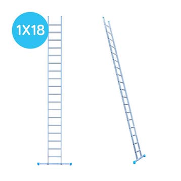 Eurostairs Ladder enkel recht 1x18 sporten, Doe-het-zelf en Verbouw, Ladders en Trappen, Verzenden, Nieuw, Ladder