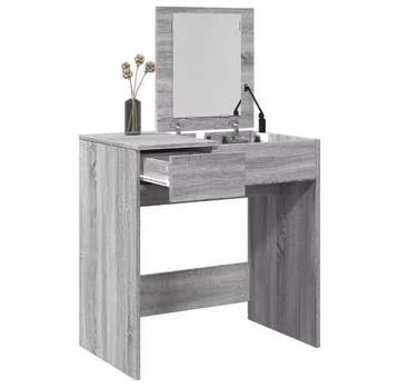 Grijze Make-uptafel met Spiegel en Lade – 73x46,5x120 cm, Verzenden, Nieuw