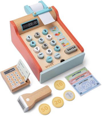 Woet® Houten Speelgoedkassa - Kassa Inclusief Scanner,, Kinderen en Baby's, Speelgoed | Houten speelgoed, Ophalen of Verzenden