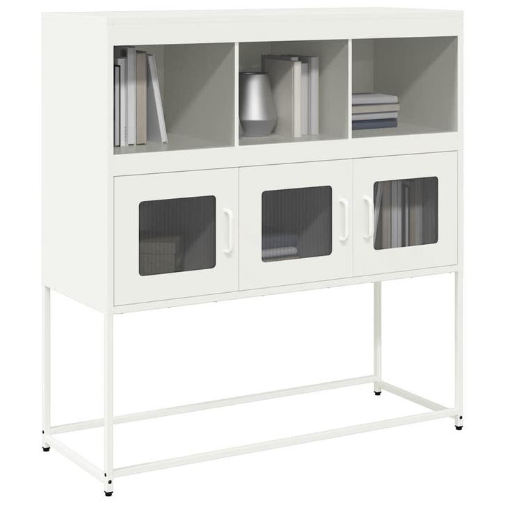 vidaXL Dressoir 100,5x39x107 cm koudgewalst staal wit, Huis en Inrichting, Kasten | Dressoirs, Nieuw, Metaal, Verzenden