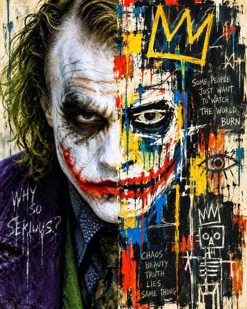 Joker -  CHAOS KING con stile artistico Basquiat - Artbox, Nieuw