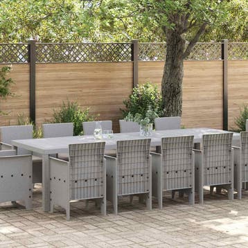 vidaXL Tuin Eetset 13 st Lichtgrijs Poly riet, Verzenden, Nieuw, 3 zitplaatsen