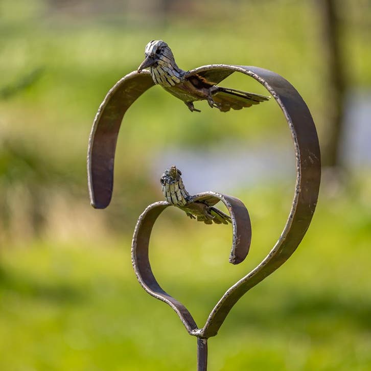 Vogelhart van metaal - Mooievogels.nl, Tuin en Terras, Tuinbeelden, Nieuw, Metaal, Dierenbeeld, Ophalen of Verzenden