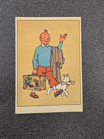 Tintin - Carte postale- Tintin avec une valise et Milou - 1, Nieuw