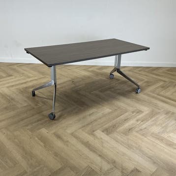 Haworth verrijdbare klaptafel 160x80 cm Zebrano blad, Ophalen of Verzenden, Gebruikt