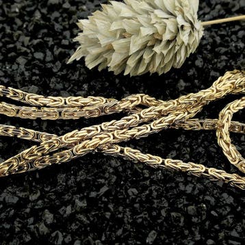 Gouden vierkante koningsschakel ketting, Sieraden, Tassen en Uiterlijk, Ophalen of Verzenden, Gebruikt, Goud, Goud