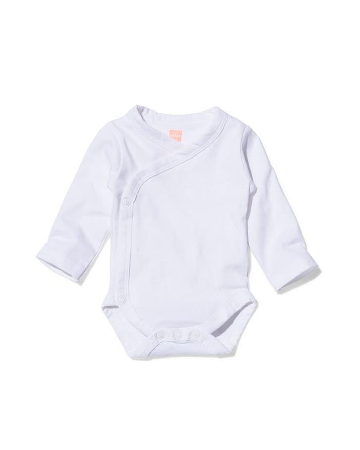 HEMA Overslag romper organic katoen stretch - 2 stuks wit, Kinderen en Baby's, Babykleding | Overige, Nieuw, Verzenden