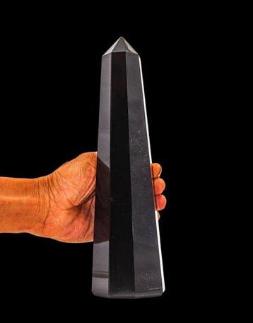 Grote zwarte obsidiaan toren - 8-facetten spirituele obelisk