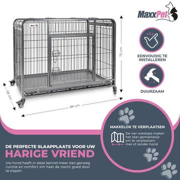 MaxxPet Hondenbench met Plaid - Verrijdbaar - 94x58x70cm, Verzenden, Nieuw