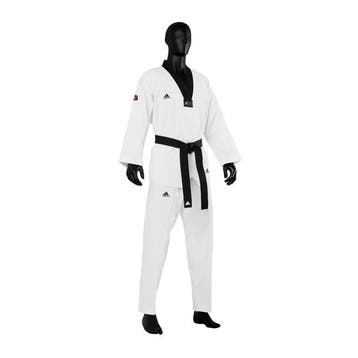 Adidas Taekwondopak Champion III Zwarte Revers (Maat: 150), Verzenden, Nieuw, Taekwondo, Vechtsportpak