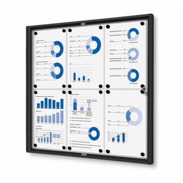 Informatiekast Binnen Whiteboard 6x A4 Budget Zwart, Nieuw in verpakking