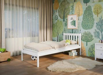 Kinderbed Mart - 1-persoons - 90 x 200 - Wit, Verzenden, Nieuw, 180 cm of meer, 85 tot 100 cm