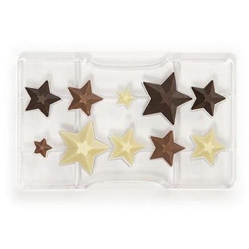 Chocolademal Sterren (10x) 2,0-3,5-5,0x4,2 cm, Verzenden, Nieuw