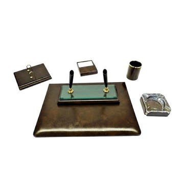 Omas - Bureauset - Kristal, Messing, Leder