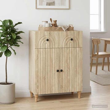 vidaXL Dressoir met lade Sonoma Eiken 66 x 34,5 x 90 cm, Verzenden, Nieuw, Overige houtsoorten, Minder dan 50 cm