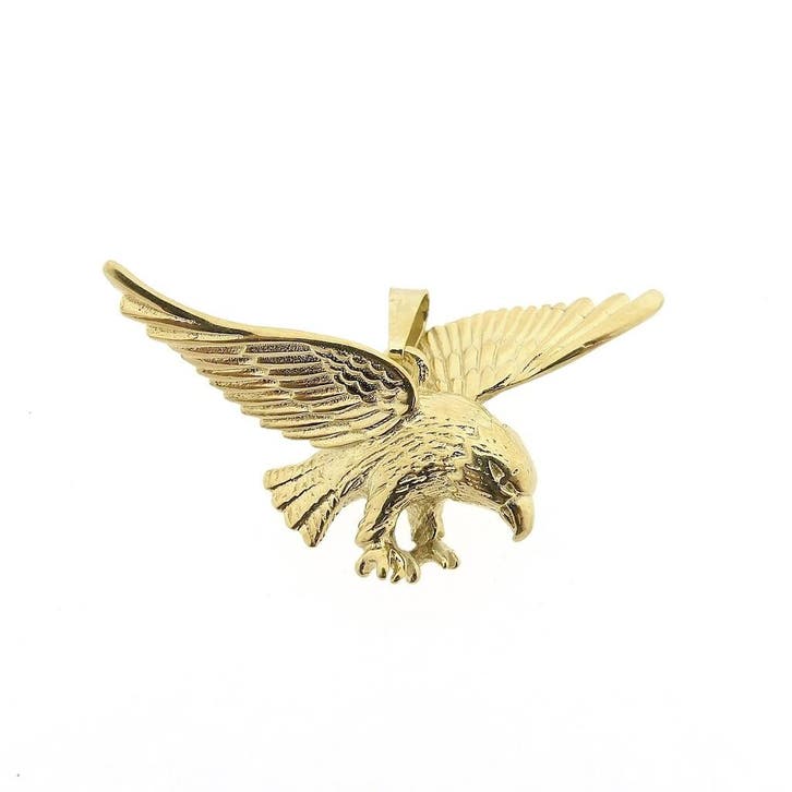 Gouden hanger van een adelaar (Hanger of bedel), Sieraden, Tassen en Uiterlijk, Bedels, Gebruikt, Overige merken, Goud, Ophalen of Verzenden