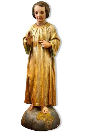 Karel van Synghel - sculptuur, Kind Jezus als Salvator Mundi, Antiek en Kunst