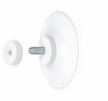 40mm Witte Zuignap met Schroefdraad en Witte Kartelmoer....