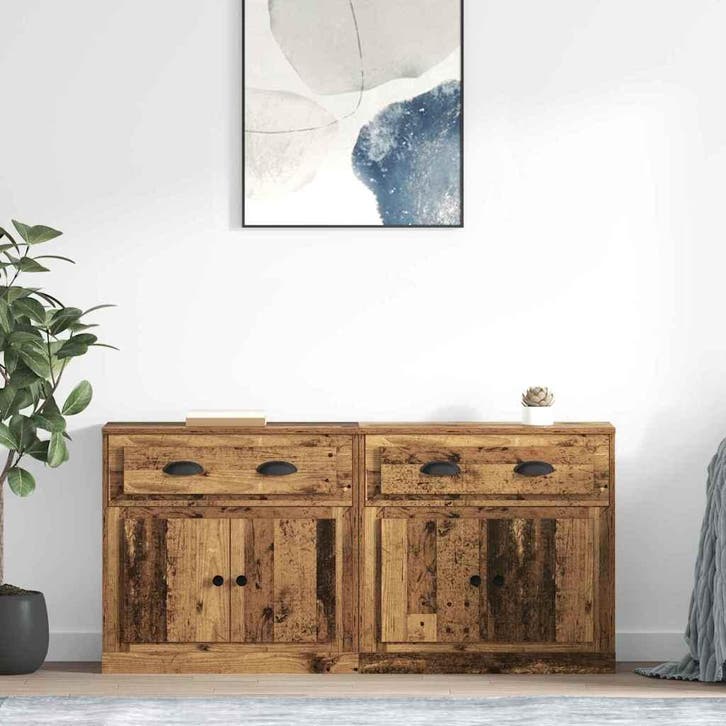 vidaXL Dressoirs 2 pcs Oud Hout 70 x 35,5 x 67,5 cm Bewerkt, Huis en Inrichting, Kasten | Dressoirs, 25 tot 50 cm, Nieuw, 50 tot 100 cm