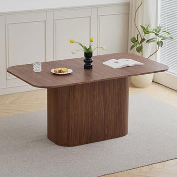 Nordic Eettafel Massief Hout met Golfpatroon Poot - Stijlvol, Huis en Inrichting, Verzenden, Nieuw