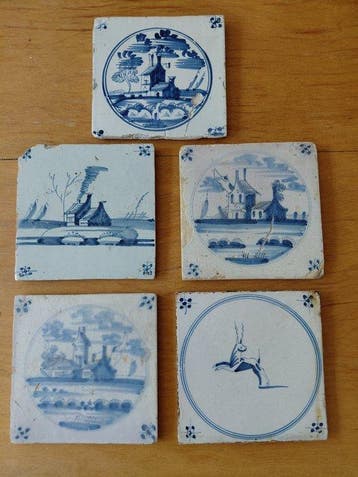 Tegel (5) - Delft, Plateelbakkerij - 1700-1750 - Prachtige