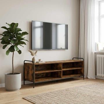 vidaXL Tv-meubel 140 x 39,5 x 50 cm Gerookt eiken Bewerkt, Huis en Inrichting, Minder dan 50 cm, Verzenden, Nieuw, Minder dan 100 cm