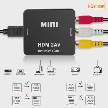 Mini HDMI naar RCA AV Converter met Upscaler - Full HD 1080P, Verzenden, Nieuw