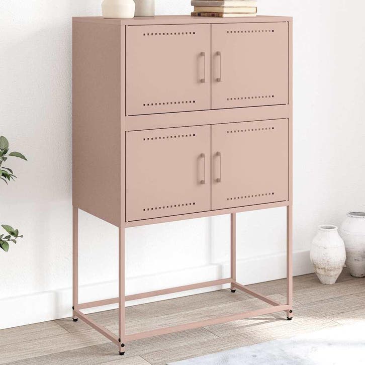 vidaXL Dressoir 68,5x38,5x107 cm staal roze, Huis en Inrichting, Kasten | Dressoirs, 25 tot 50 cm, Nieuw, 50 tot 100 cm, Metaal