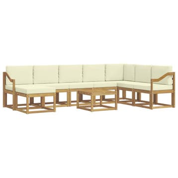 vidaXL Buiten bankenset met kussen 9 pcs Wit en crèmekleurig, Verzenden, Nieuw