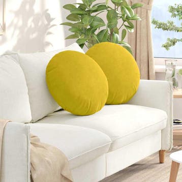 vidaXL Zitkussens 2 st Fluweel Geel Ø50 x 19 cm, Verzenden, Nieuw, Geel