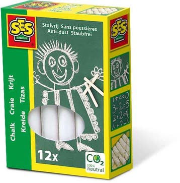 SES Creative - 00200 - Krijt wit 12 stuks - stofvrij - ma..., Verzenden, Nieuw, Knutselen