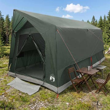 vidaXL Tunneltent met dak Leger groen 8-persoons Polyester, Verzenden, Nieuw, Tot en met 2