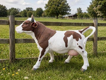 Beeld, Simmental koe bruin - 41 cm - polyresin, Antiek en Kunst
