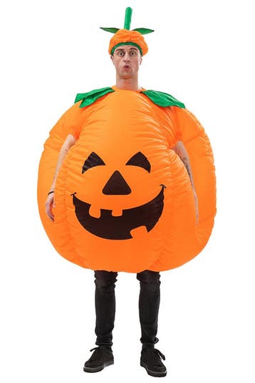 KIMU® Opblaas Kostuum Pompoen Opblaasbaar Pak Pompoenpak Mas, Kleding | Dames, Ophalen of Verzenden, Nieuw, Carnaval, Kleding