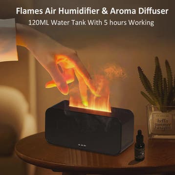Vlam Luchtbevochtiger & Aroma Diffuser met LED Verlichting -, Witgoed en Apparatuur, Verzenden, Nieuw